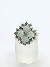 Load image into Gallery viewer, 1940: Vintage: 18ct Gold White Opals Diamonds (0.85ct) Cocktail Ring- Sensational
