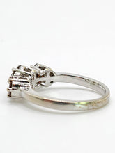 Load image into Gallery viewer, 1924: Vintage: 9ct White Gold Red Diamonds (1ct) Flowerhead Trilogy Ring-  21 Natural Diamonds