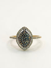 Load image into Gallery viewer, 1389: Vintage: 9ct Gold Blue & White Diamonds Ring- 60 sparkling natural diamonds