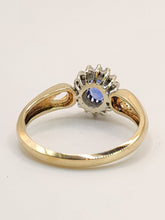 Load image into Gallery viewer, 1581: Vintage: 9ct Gold Ceylon Sapphire 16 Diamonds Dress Ring- exquisite