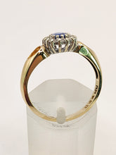 Load image into Gallery viewer, 1581: Vintage: 9ct Gold Ceylon Sapphire 16 Diamonds Dress Ring- exquisite