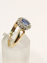 Load image into Gallery viewer, 1581: Vintage: 9ct Gold Ceylon Sapphire 16 Diamonds Dress Ring- exquisite