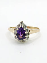 Load image into Gallery viewer, 1642: Vintage: 9ct Gold Rich Purple Amethyst Diamonds Dress Ring-Lush