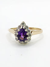 Load image into Gallery viewer, 1642: Vintage: 9ct Gold Rich Purple Amethyst Diamonds Dress Ring-Lush