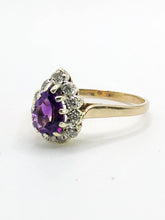 Load image into Gallery viewer, 1642: Vintage: 9ct Gold Rich Purple Amethyst Diamonds Dress Ring-Lush