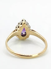 Load image into Gallery viewer, 1642: Vintage: 9ct Gold Rich Purple Amethyst Diamonds Dress Ring-Lush