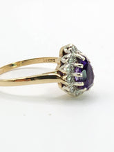 Load image into Gallery viewer, 1642: Vintage: 9ct Gold Rich Purple Amethyst Diamonds Dress Ring-Lush