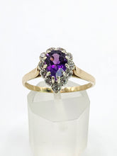Load image into Gallery viewer, 1642: Vintage: 9ct Gold Rich Purple Amethyst Diamonds Dress Ring-Lush