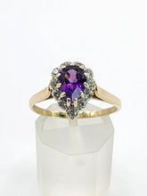 Load image into Gallery viewer, 1642: Vintage: 9ct Gold Rich Purple Amethyst Diamonds Dress Ring-Lush