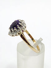 Load image into Gallery viewer, 1642: Vintage: 9ct Gold Rich Purple Amethyst Diamonds Dress Ring-Lush