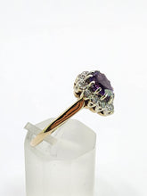 Load image into Gallery viewer, 1642: Vintage: 9ct Gold Rich Purple Amethyst Diamonds Dress Ring-Lush