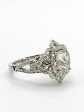 Load image into Gallery viewer, 1781: Vintage: 9ct White Gold Pink Morganite Pave Natural Diamonds (0.75ct) Dress Ring- Sparkling beauty