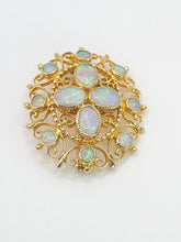 Load image into Gallery viewer, 1904: Vintage Old: Large 9ct Gold Pendant & Brooch 12 Vivid Opals - Beautiful colour play