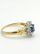 Load image into Gallery viewer, 1880: Vintage: 18ct Gold Blue Sapphire 16 Diamonds Dress Ring- She is exquisite