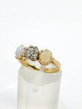 Load image into Gallery viewer, 2024: Vintage18ct Gold Diamond White Opals 3-Stone Straight Ring- a rare find