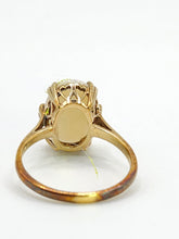 Load image into Gallery viewer, 1847: Vintage; 9ct Gold Oval Cabochon White Opal Solitaire- lovely colour play