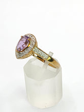 Load image into Gallery viewer, 1849: Vintage: 9ct Gold Pear-Cut Lilac Amethyst Diamonds Dress Ring-Lovely combination