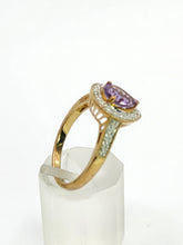 Load image into Gallery viewer, 1849: Vintage: 9ct Gold Pear-Cut Lilac Amethyst Diamonds Dress Ring-Lovely combination