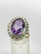 Load image into Gallery viewer, 1912- Vintage; 9ct Gold large Lilac Amethyst 20 Diamonds Diana Style Cluster Ring