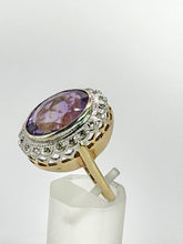 Load image into Gallery viewer, 1912- Vintage; 9ct Gold large Lilac Amethyst 20 Diamonds Diana Style Cluster Ring