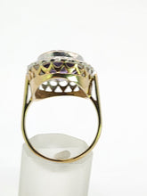 Load image into Gallery viewer, 1912- Vintage; 9ct Gold large Lilac Amethyst 20 Diamonds Diana Style Cluster Ring