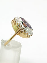 Load image into Gallery viewer, 1912- Vintage; 9ct Gold large Lilac Amethyst 20 Diamonds Diana Style Cluster Ring