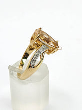 Load image into Gallery viewer, 1973: Vintage : 9ct Gold Pink Morganite Diamonds Cocktail Ring- Divine