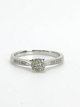 Load image into Gallery viewer, 1992: Vintage: 9ct White Gold 11 Natural Diamonds Dress/Stacker Ring- Petite, sparkling beauty