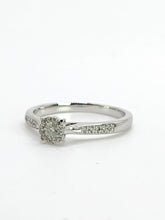 Load image into Gallery viewer, 1992: Vintage: 9ct White Gold 11 Natural Diamonds Dress/Stacker Ring- Petite, sparkling beauty