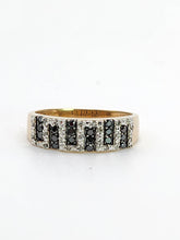 Load image into Gallery viewer, 2006: Vintage: 9ct Gold Greek Key Pattern Black  & White Diamonds Ring- Sparkling natural diamonds