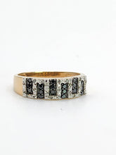 Load image into Gallery viewer, 2006: Vintage: 9ct Gold Greek Key Pattern Black  & White Diamonds Ring- Sparkling natural diamonds