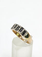 Load image into Gallery viewer, 2006: Vintage: 9ct Gold Greek Key Pattern Black  & White Diamonds Ring- Sparkling natural diamonds