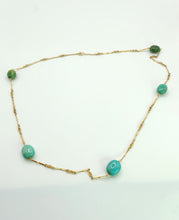 Load image into Gallery viewer, 1903: Antique: Victorian 9ct Gold Turquoise Necklace (61cm) & Bracelet (18cm) Set