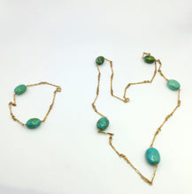 Load image into Gallery viewer, 1903: Antique: Victorian 9ct Gold Turquoise Necklace (61cm) & Bracelet (18cm) Set