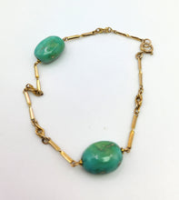 Load image into Gallery viewer, 1903: Antique: Victorian 9ct Gold Turquoise Necklace (61cm) & Bracelet (18cm) Set