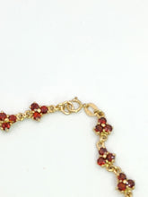 Load image into Gallery viewer, 1991: Vintage: 9ct Gold Floral Garnet Bracelet (17.5cm) - Exquisite, nice weight