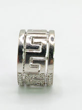 Load image into Gallery viewer, 2068: Vintage; 9ct White Gold Diamonds Encrusted Greek Key Design Ring- Sparkling statement.
