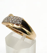 Load image into Gallery viewer, 2083: Vintage; 9ct Gold 25 Natural Diamonds Crossover Ring- Excellent
