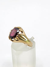 Load image into Gallery viewer, 2088: Vintage: 9ct Gold Red Garnet Gypsy Solitaire Ring- Lovely cut and colour.