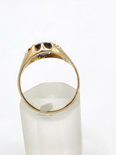 Load image into Gallery viewer, 2088: Vintage: 9ct Gold Red Garnet Gypsy Solitaire Ring- Lovely cut and colour.