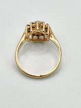 Load image into Gallery viewer, 2090: Vintage; 9ct Gold White Opal 12 Blue Sapphires Flower head Ring- From 1976