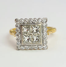 Load image into Gallery viewer, 1944: Vintage; 18ct Gold Art Deco Style Diamonds (1.75ct) Square Cluster Ring- Fabulous