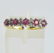 Load image into Gallery viewer, 1990: Vintage: 18ct Gold Rubies Diamonds Half-Eternity/Stacker Ring- picture perfect