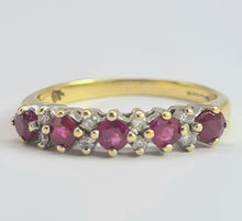 Load image into Gallery viewer, 1990: Vintage: 18ct Gold Rubies Diamonds Half-Eternity/Stacker Ring- picture perfect