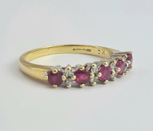Load image into Gallery viewer, 1990: Vintage: 18ct Gold Rubies Diamonds Half-Eternity/Stacker Ring- picture perfect