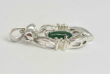 Load image into Gallery viewer, 2101: Vintage; 18ct White Gold Emerald 10 Natural Diamonds Pendant- Crisp, Clean, Eye Candy