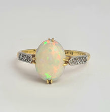 Load image into Gallery viewer, 2109 Vintage: 18ct Gold Cabochon White Opal Diamonds Dress Ring