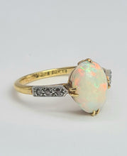 Load image into Gallery viewer, 2109 Vintage: 18ct Gold Cabochon White Opal Diamonds Dress Ring