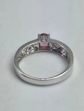 Load image into Gallery viewer, 1894: Vintage: 9ct White Gold Pink Tourmalines Dress Ring- pretty in pink