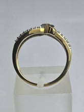 Load image into Gallery viewer, 1895: Vintage: 9ct Gold Blue & White Diamonds Openwork Dress Ring- 50 natural sparkling diamonds